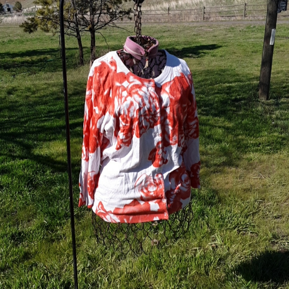 Cyrus orange rose cardigan size large
